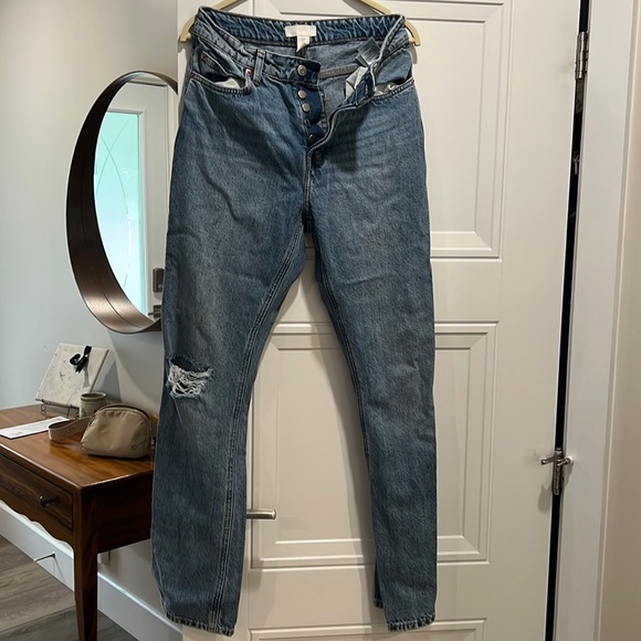 H&M straight ripped jeans, medium wash, size 6 - Picture 1 of 3